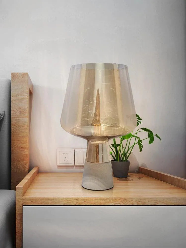 Nordic Glass Cement Table Lamp │ Modern Creative Concrete Desk Lighting in Living Room Bedroom - Besontique Home