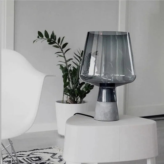 Nordic Glass Cement Table Lamp │ Modern Creative Concrete Desk Lighting in Living Room Bedroom - Besontique Home