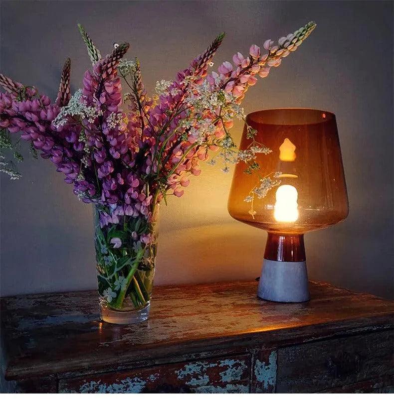 Nordic Glass Cement Table Lamp │ Modern Creative Concrete Desk Lighting in Living Room Bedroom - Besontique Home