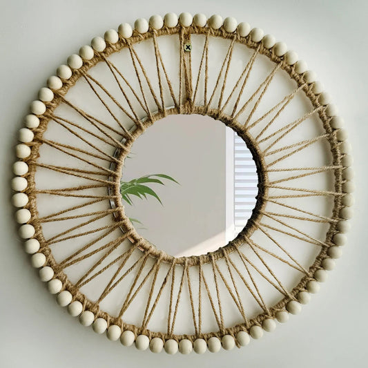 Nordic Hand-Woven Wall Hanging Mirror – Decorative Boho Home Accent - Besontique Home