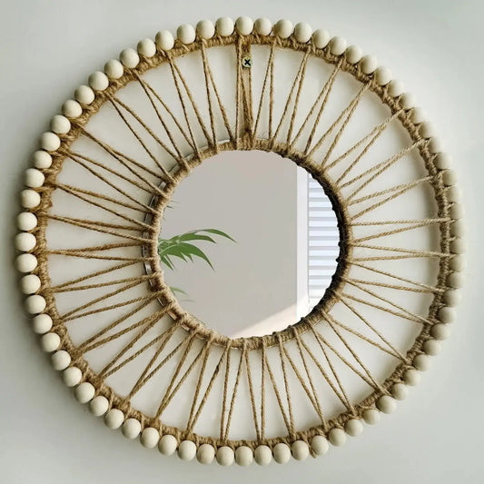 Nordic Hand-Woven Wall Hanging Mirror – Decorative Boho Home Accent - Besontique Home