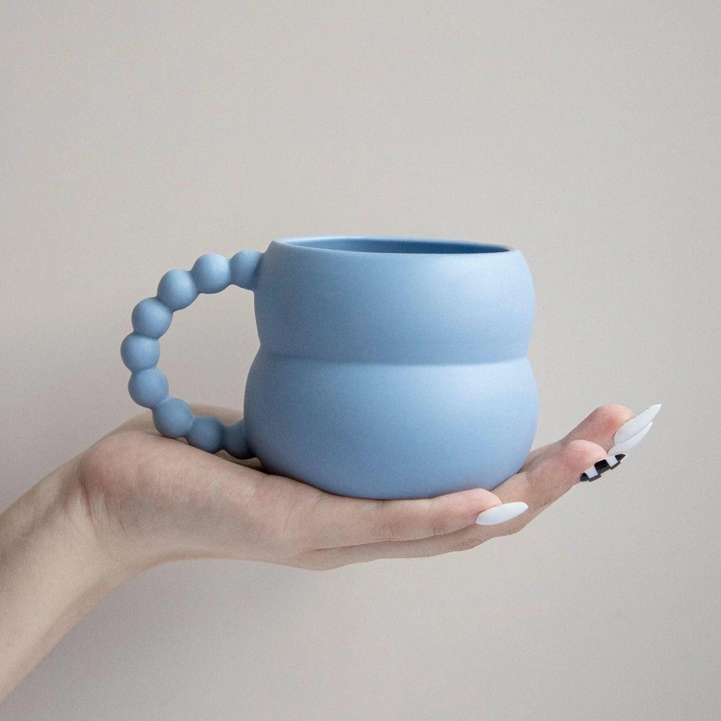 Nordic Home Ceramic Coffee Mug Cup (Beige/Blue/White) │ Handmade Art Milk Tea Cup │ Kitchenware - Besontique Home