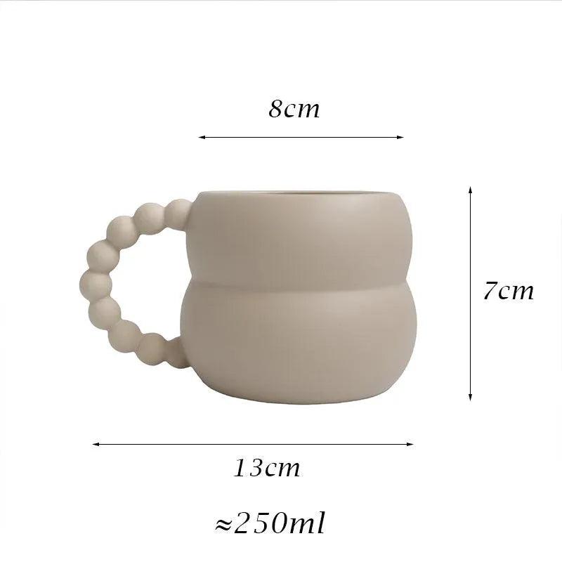 Nordic Home Ceramic Coffee Mug Cup (Beige/Blue/White) │ Handmade Art Milk Tea Cup │ Kitchenware - Besontique Home