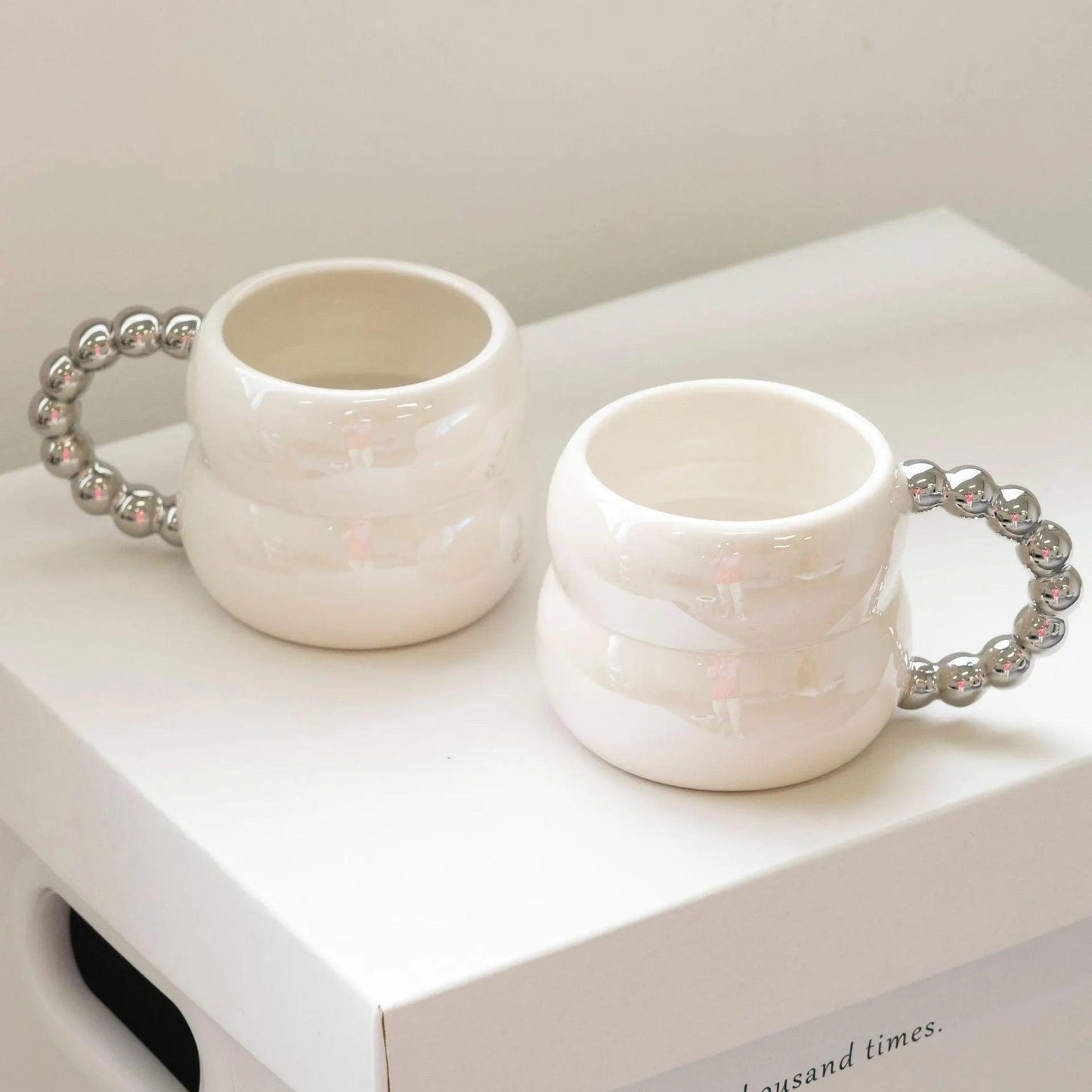 Nordic Home Ceramic Coffee Mug Cup (Beige/Blue/White) │ Handmade Art Milk Tea Cup │ Kitchenware - Besontique Home