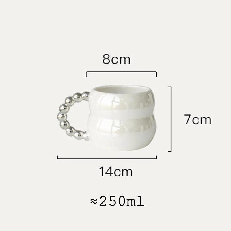 Nordic Home Ceramic Coffee Mug Cup (Beige/Blue/White) │ Handmade Art Milk Tea Cup │ Kitchenware - Besontique Home