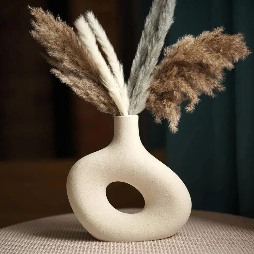 Nordic Matte Ceramic Vase for Pampas Grass │ Table Living Room Decoration Ornament Pot Set - Besontique Home