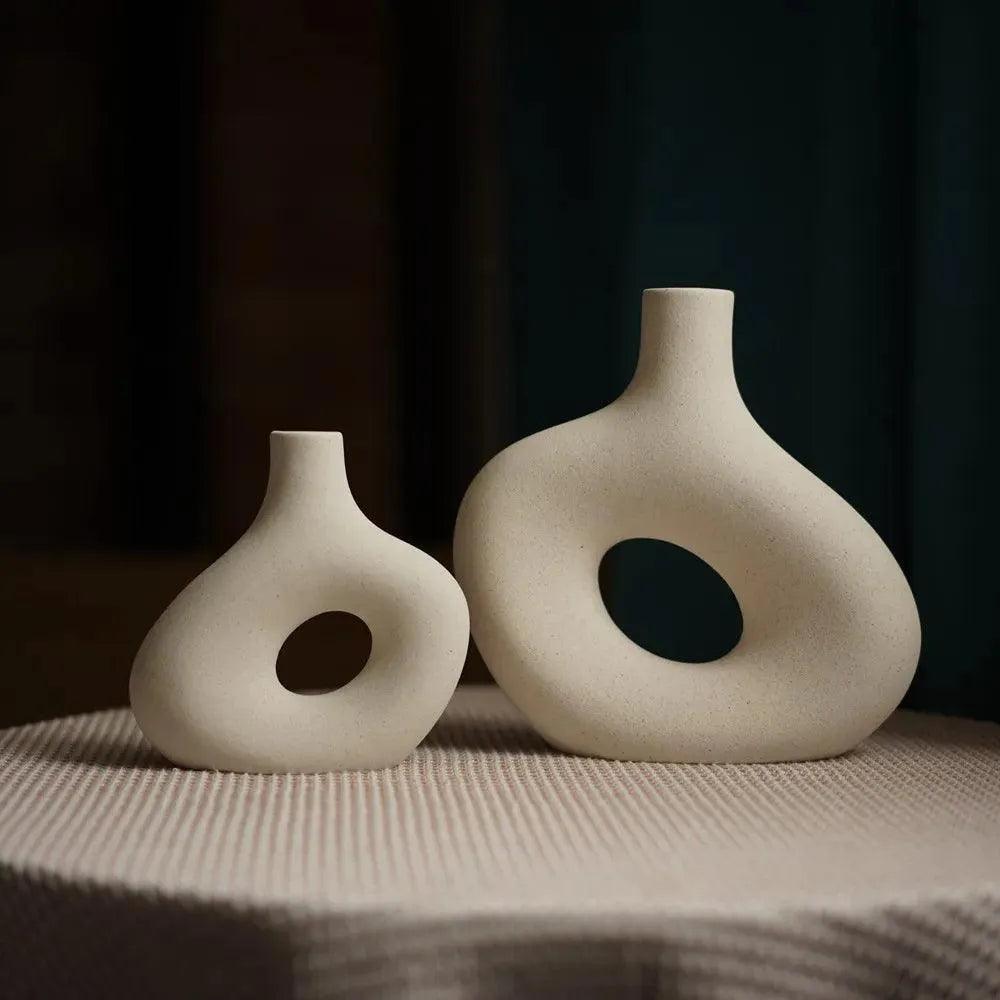 Nordic Matte Ceramic Vase for Pampas Grass │ Table Living Room Decoration Ornament Pot Set - Besontique Home