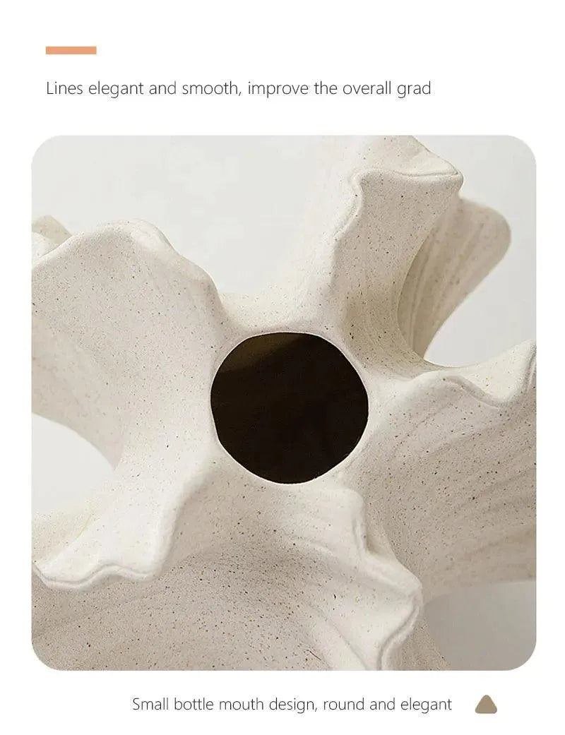 Nordic Minimalist Art Coral Shape Vase │ Ceramic Flower Pampas Grass Pot - Besontique Home