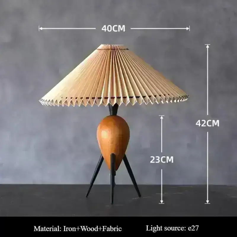 nordic-retro-pleated-table-light-modern-medieval-style-wood-bedside-lamp-besontique-home-15045 - Besontique Home