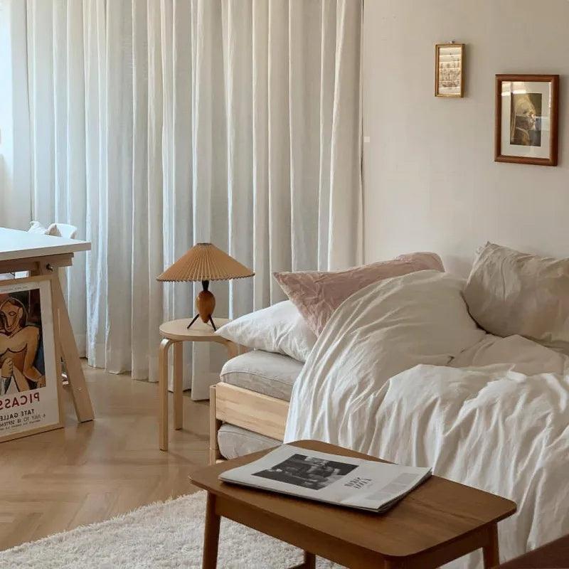 Nordic Retro Pleated Table Light │ Modern Medieval style Wood Bedside Lamp - Besontique Home