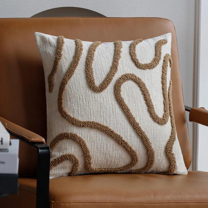 Nordic Simple Line Chenille Cushion Cover │ Minimal Tufted Throw Pillow Covers - Besontique Home
