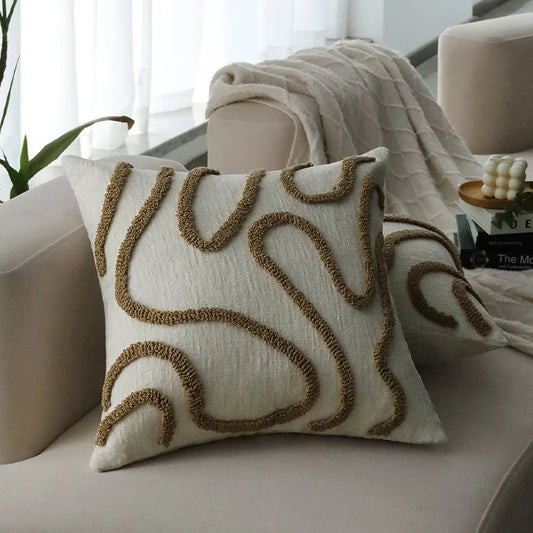 Nordic Simple Line Chenille Cushion Cover │ Minimal Tufted Throw Pillow Covers - Besontique Home