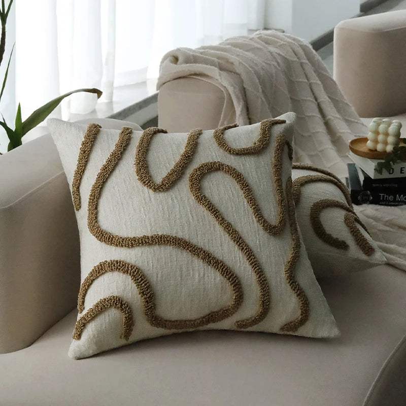 nordic-simple-line-chenille-cushion-cover-minimal-tufted-throw-pillow-covers-besontique-home-43210 - Besontique Home