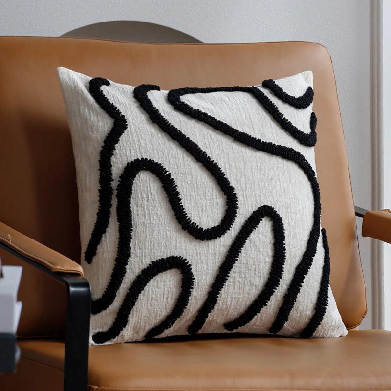 Nordic Simple Line Chenille Cushion Cover │ Minimal Tufted Throw Pillow Covers - Besontique Home