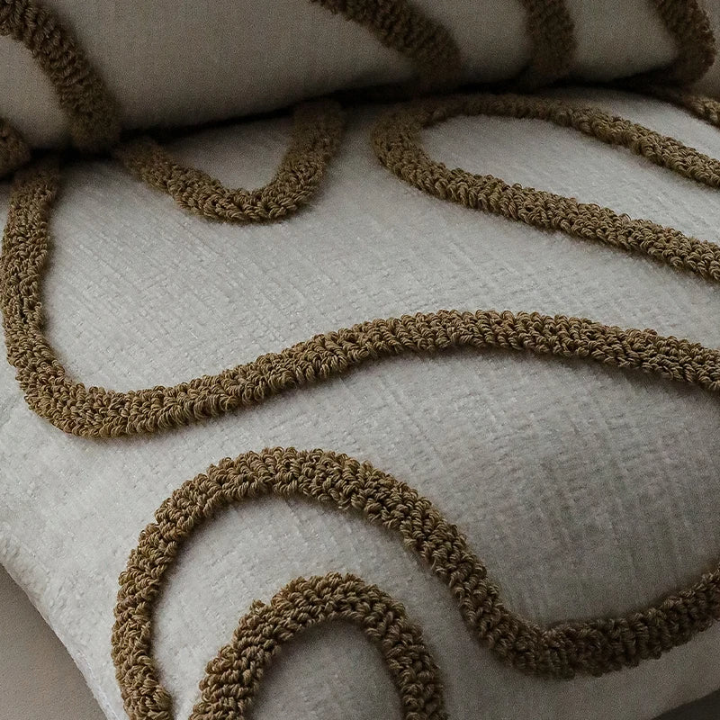 Nordic Simple Line Chenille Cushion Cover │ Minimal Tufted Throw Pillow Covers - Besontique Home