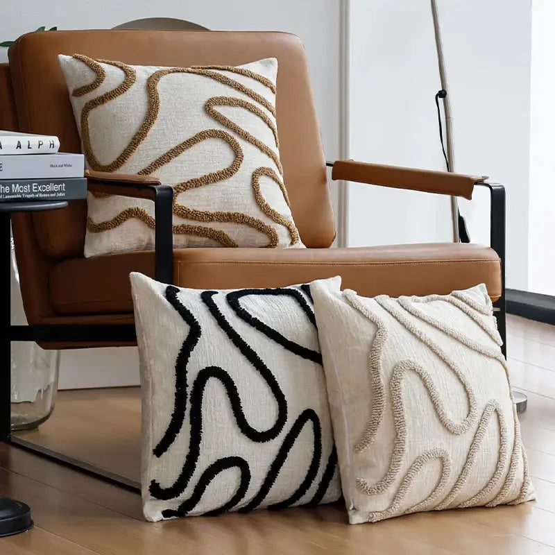 nordic-simple-line-chenille-cushion-cover-minimal-tufted-throw-pillow-covers-besontique-home-56442 - Besontique Home