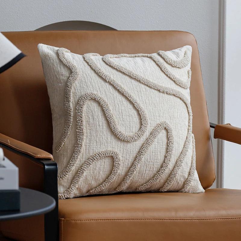 Nordic Simple Line Chenille Cushion Cover │ Minimal Tufted Throw Pillow Covers - Besontique Home