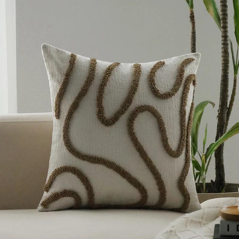 Nordic Simple Line Chenille Cushion Cover │ Minimal Tufted Throw Pillow Covers - Besontique Home