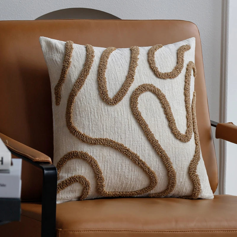 Nordic Simple Line Chenille Cushion Cover │ Minimal Tufted Throw Pillow Covers - Besontique Home