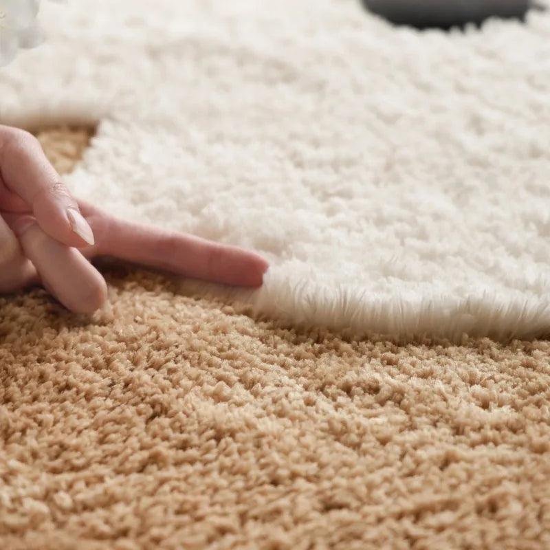 Nordic style Floral Flocked Round Rug │ Fluffy Area Bedroom Bedside Anti-Slip Carpet - Besontique Home