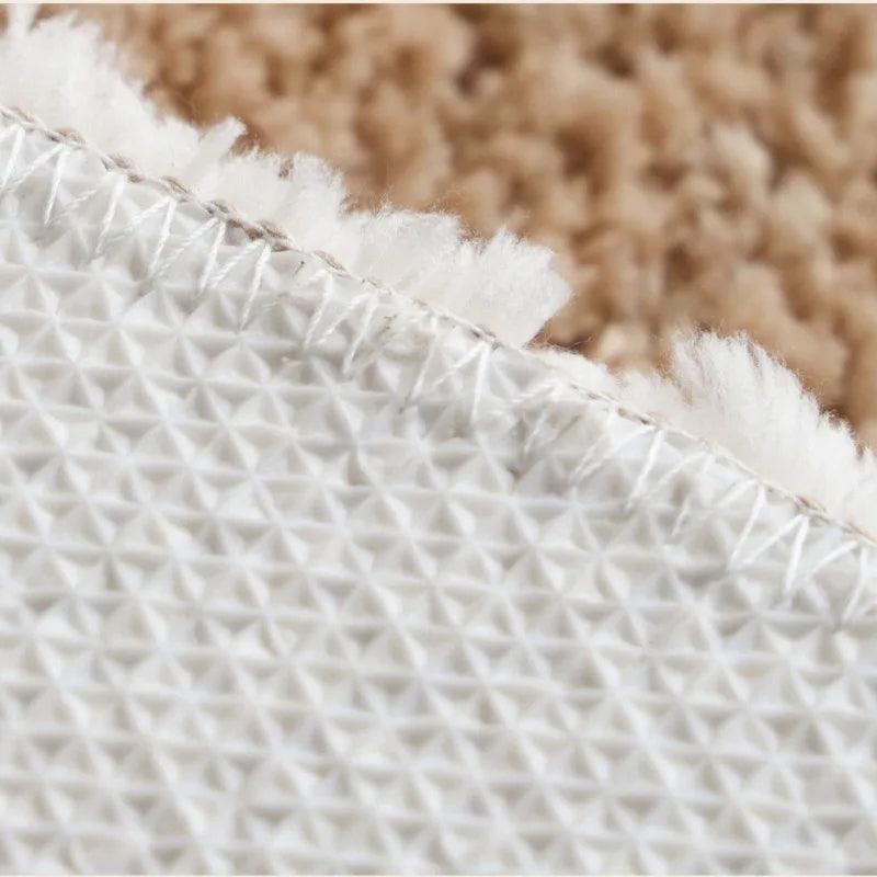 Nordic style Floral Flocked Round Rug │ Fluffy Area Bedroom Bedside Anti-Slip Carpet - Besontique Home