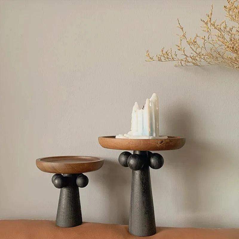 Nordic Style High Foot Solid Wooden Tray │ Modern Vintage Home Decorative Ornaments Organizer - Besontique Home