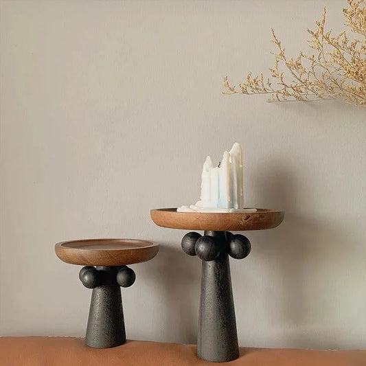 Nordic Style High Foot Solid Wooden Tray │ Modern Vintage Home Decorative Ornaments Organizer - Besontique Home