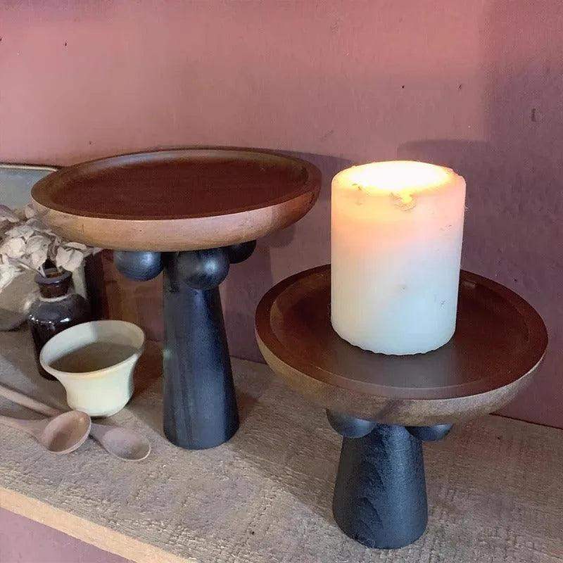 Nordic Style High Foot Solid Wooden Tray │ Modern Vintage Home Decorative Ornaments Organizer - Besontique Home
