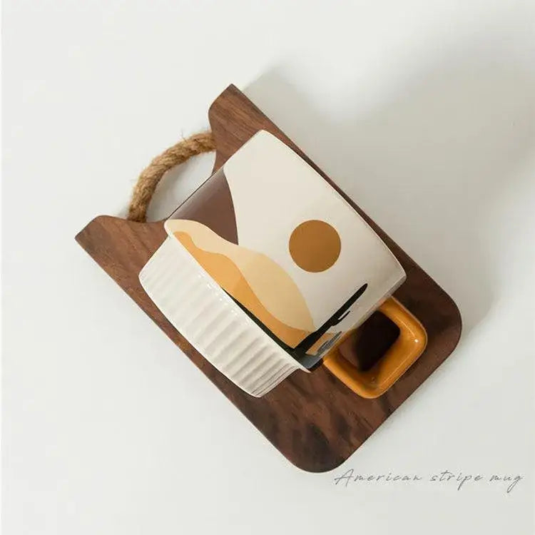 nordic-unique-design-printed-ceramic-coffee-mug-cup-with-gold-spoon-aesthetic-decorative-kitchenware-besontique-home-50506 - Besontique Home