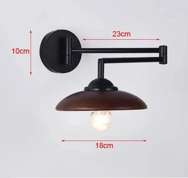 Nordic Wood Grain Wall Lighting Lamp │ Modern Retro Retractable Foldable Bedside Wall Mounted Light - Besontique Home