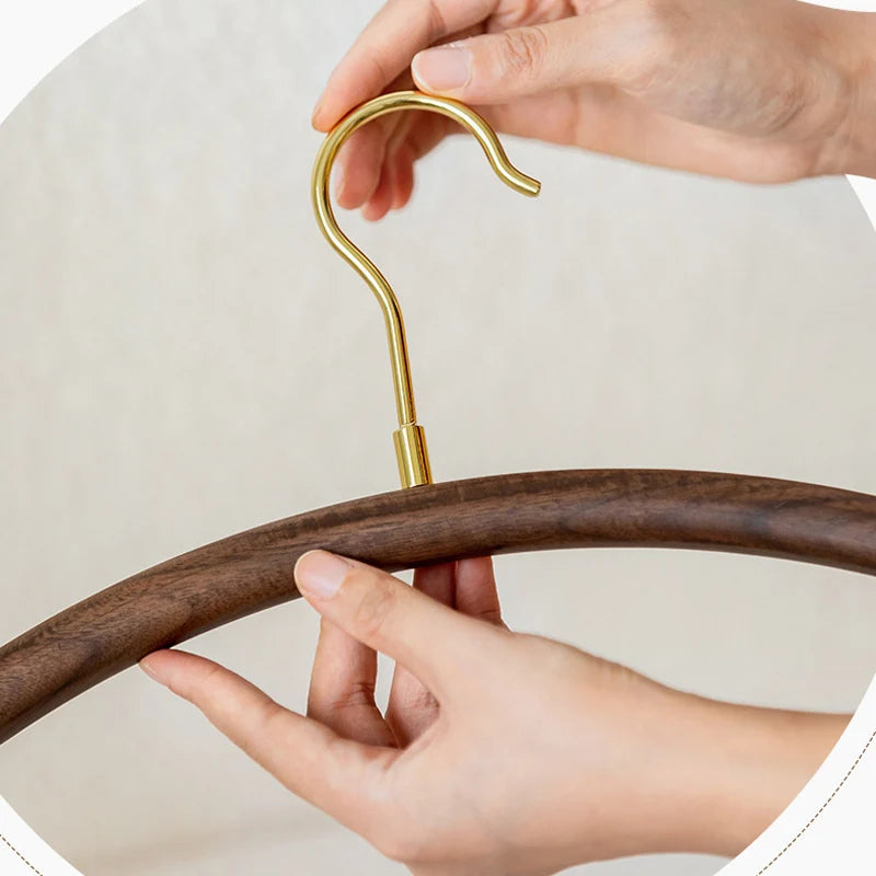 Premium Half-Round Design Wood Clothes Hanger │ Modern Retro Wooden Wardrobe Clothing Organizer - Besontique Home