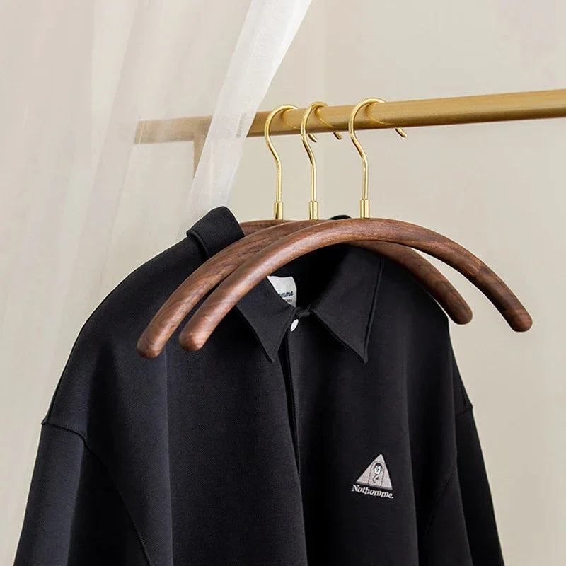 Premium Half-Round Design Wood Clothes Hanger │ Modern Retro Wooden Wardrobe Clothing Organizer - Besontique Home
