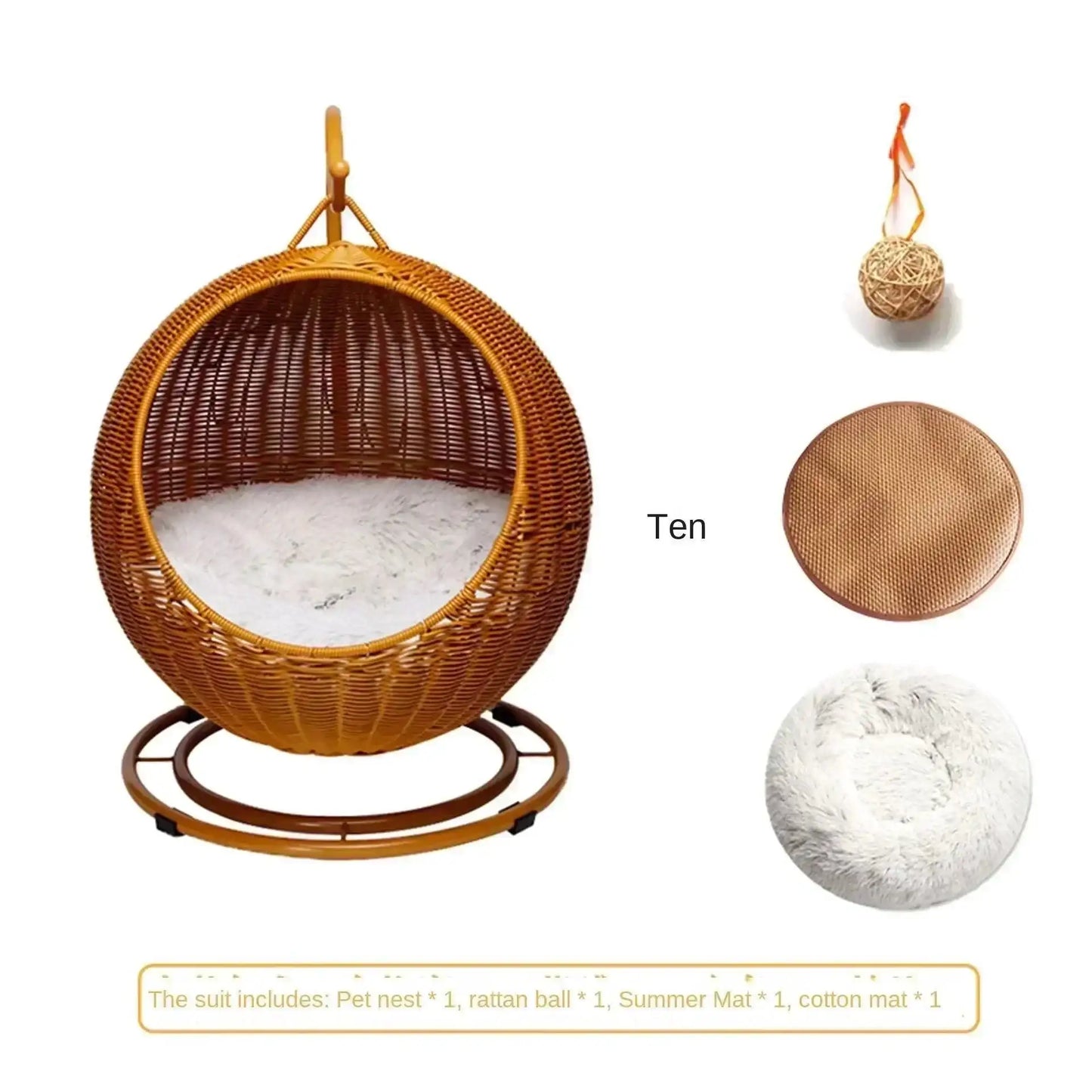 Rattan Cat Nest Hanging Basket | Pet-Friendly Pet Hammock Cat Dog Furniture - Besontique Home