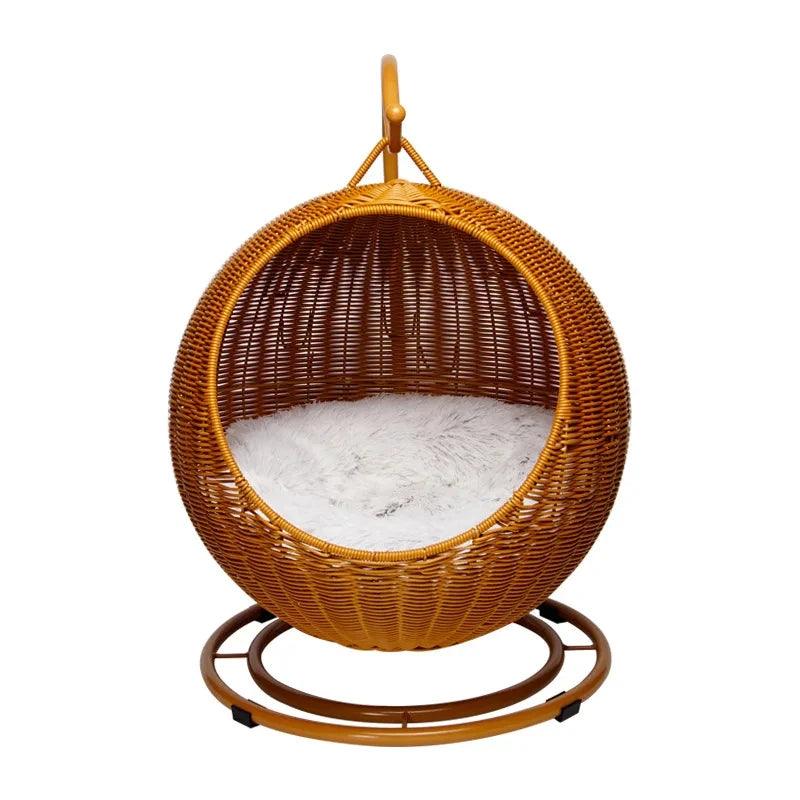 Rattan Cat Nest Hanging Basket | Pet-Friendly Pet Hammock Cat Dog Furniture - Besontique Home