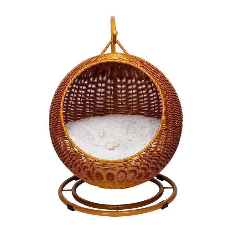 Rattan Cat Nest Hanging Basket | Pet-Friendly Pet Hammock Cat Dog Furniture - Besontique Home