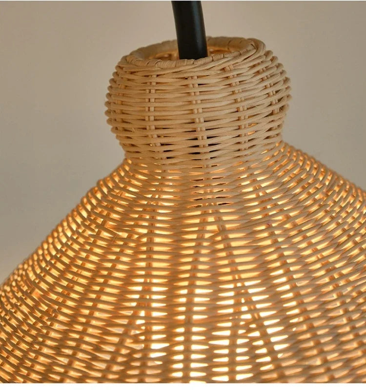 Rattan Shade Tripod Floor Lamp │ Modern Vintage Japandi Home Standing Light - Besontique Home
