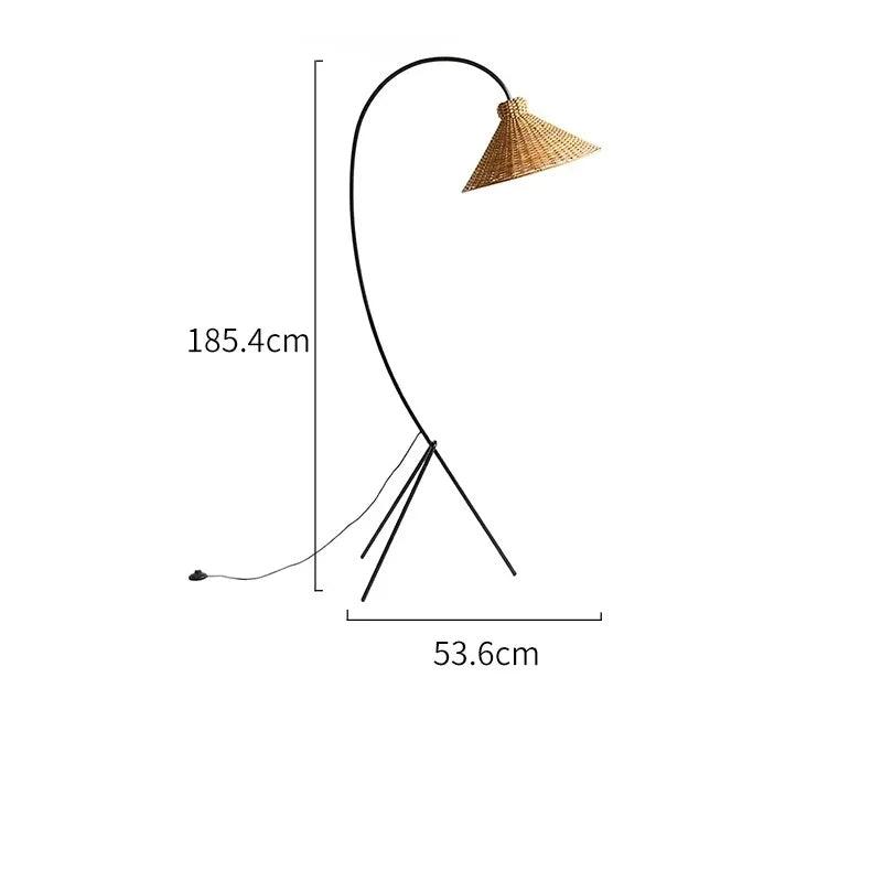 Rattan Shade Tripod Floor Lamp │ Modern Vintage Japandi Home Standing Light - Besontique Home