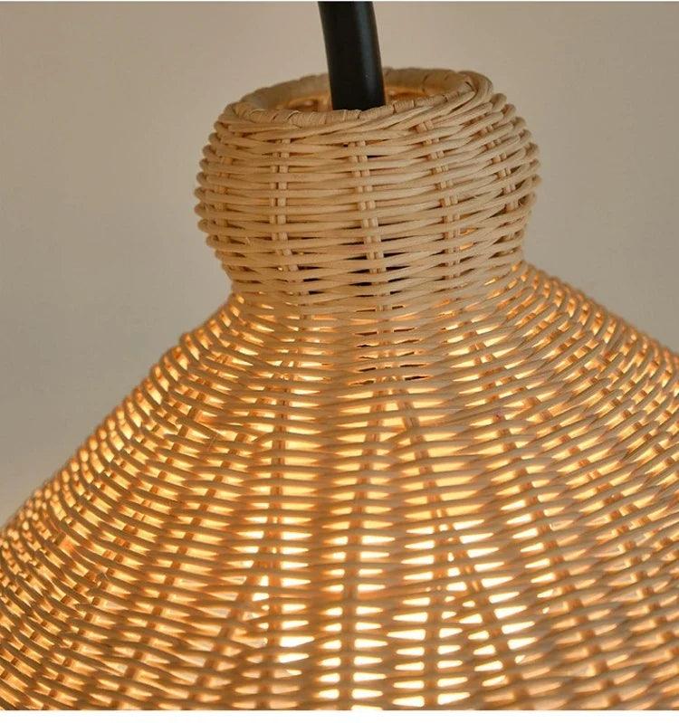 Rattan Shade Tripod Floor Lamp │ Modern Vintage Japandi Home Standing Light - Besontique Home