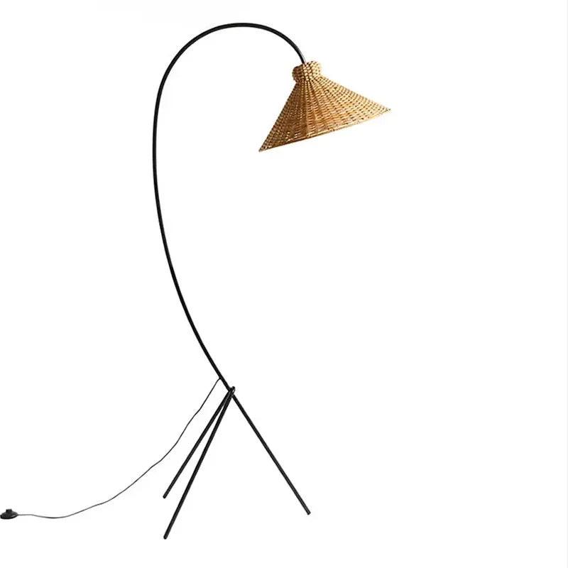 Rattan Shade Tripod Floor Lamp │ Modern Vintage Japandi Home Standing Light - Besontique Home