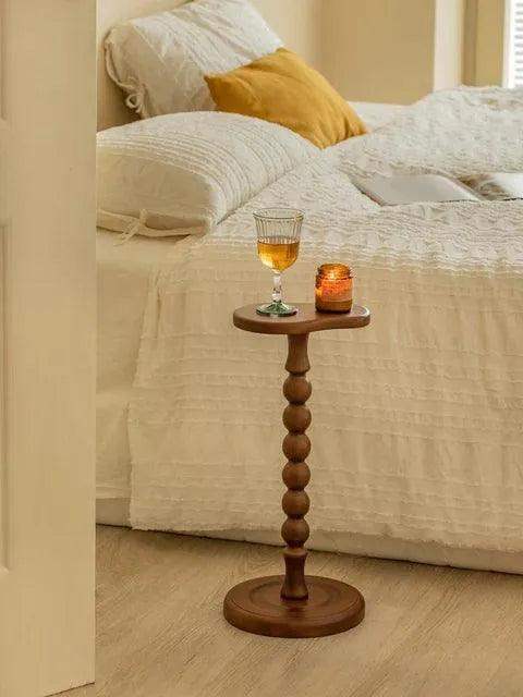 Retro Solid Wood Small Side Table │ Round Medieval Solid Wood Small Coffee Table Furniture - Besontique Home
