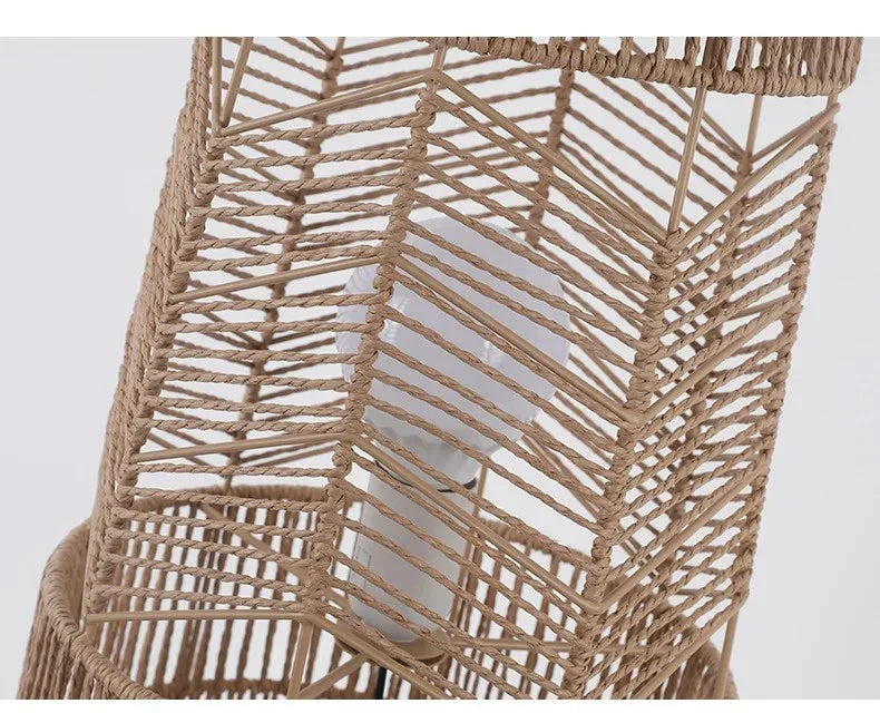 Retro Style Hemp Rope Floor Lamp │ Japandi Rattan Weaving Home Tripod Standing Light - Besontique Home