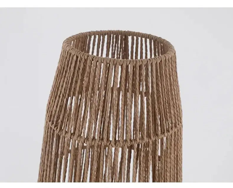 Retro Style Hemp Rope Floor Lamp │ Japandi Rattan Weaving Home Tripod Standing Light - Besontique Home