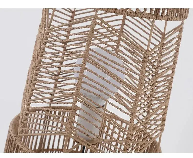 Retro Style Hemp Rope Floor Lamp │ Japandi Rattan Weaving Home Tripod Standing Light - Besontique Home