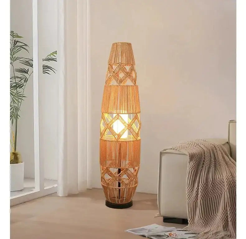 retro-style-linen-art-hemp-rope-floor-lamp-japandi-rattan-weaving-home-tripod-standing-light-besontique-home-22195 - Besontique Home
