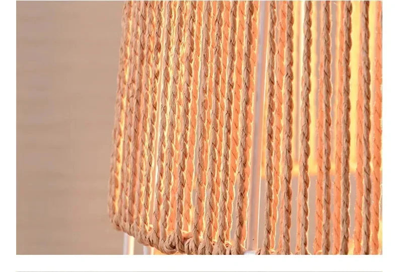 Retro Style Linen Art Hemp Rope Floor Lamp │ Japandi Rattan Weaving Home Tripod Standing Light - Besontique Home