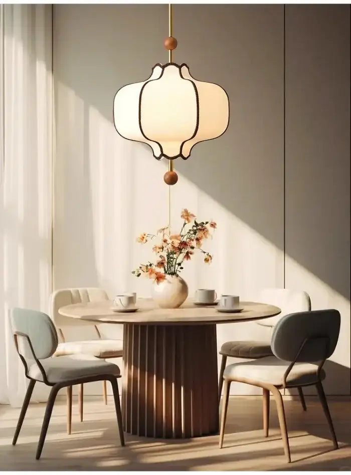 Retro Style Pendant Wooden Ball Ceiling Light │ Japandi Dining Room Hanging Lamp - Besontique Home
