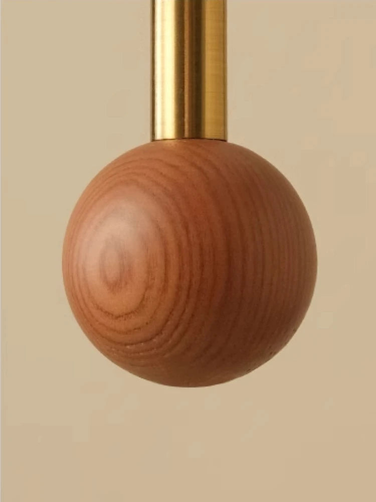 Retro Style Pendant Wooden Ball Ceiling Light │ Japandi Dining Room Hanging Lamp - Besontique Home