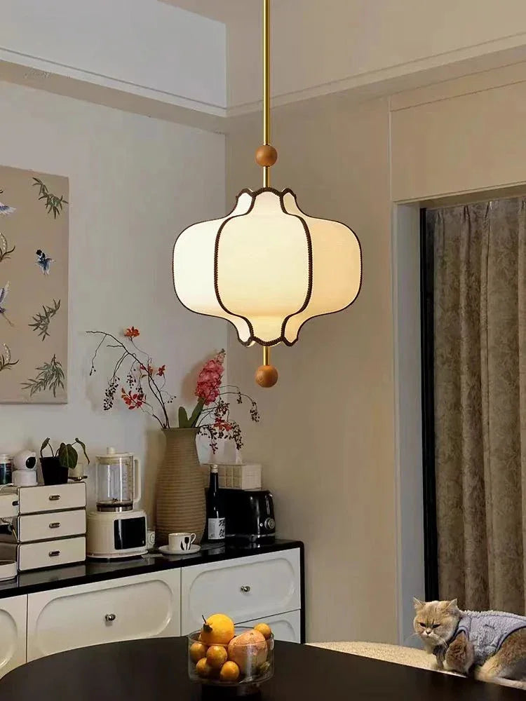 Retro Style Pendant Wooden Ball Ceiling Light │ Japandi Dining Room Hanging Lamp - Besontique Home