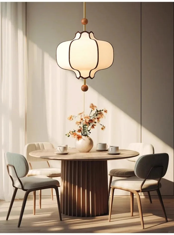 Retro Style Pendant Wooden Ball Ceiling Light │ Japandi Dining Room Hanging Lamp - Besontique Home