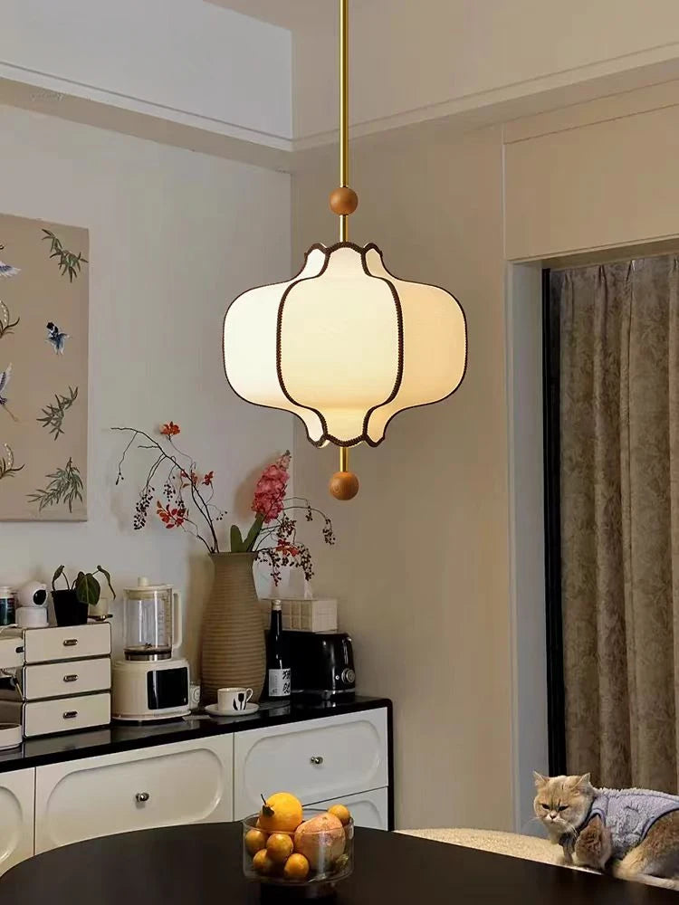 Retro Style Pendant Wooden Ball Ceiling Light │ Japandi Dining Room Hanging Lamp - Besontique Home